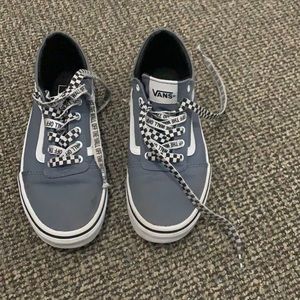 Blue & White Vans. Unisex size 3.5